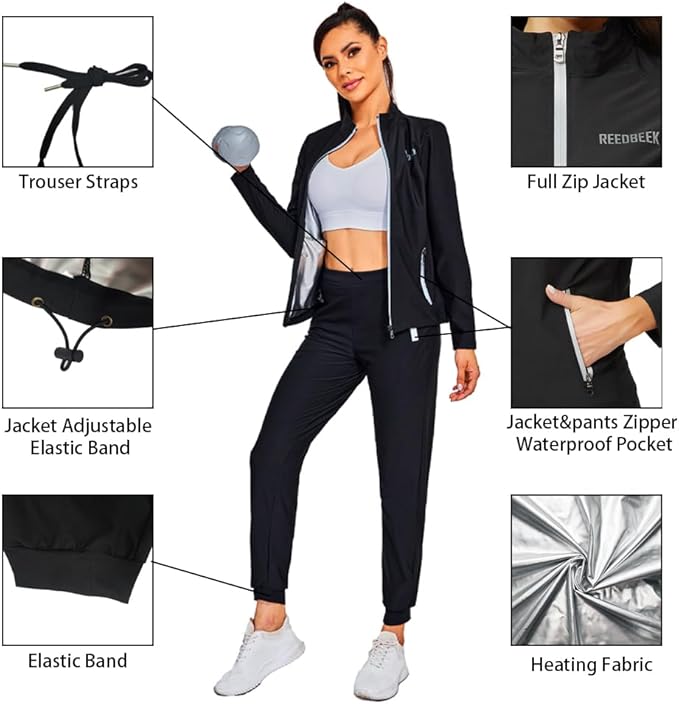 Sauna Suit Weight Loss Hot Sweat Suits Sauna Pants with Pockets Gym Workout Exercise for Women