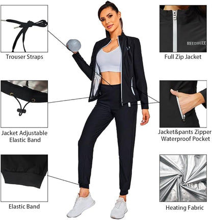 Sauna Suit Weight Loss Hot Sweat Suits Sauna Pants with Pockets Gym Workout Exercise for Women