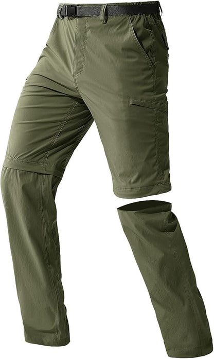 FREE SOLDIER Men's Outdoor Convertible Hiking Pants with Belt Lightweight Quick Dry Tactical Cargo Pants Nylon Spandex
