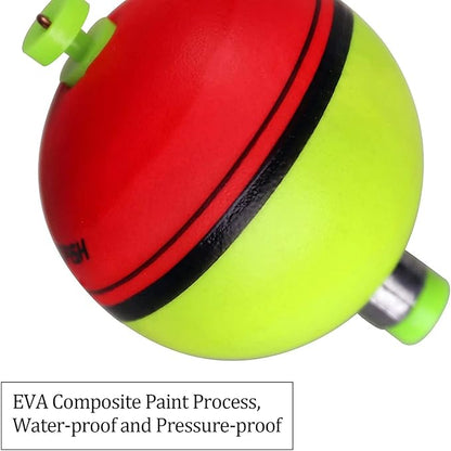 THKFISH Fishing Bobbers 5PCS EVA Foam Round Floats Red/Green Snap-On Spring Fishing Buoy Accessories for Freshwater Saltwater