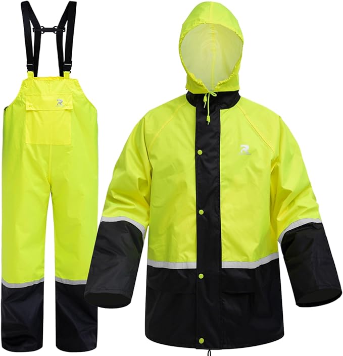 RainRider Waterproof Breathable Suits for Men - Durable Oxford Rain Jacket Coat With Pants