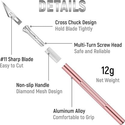 10 Pack Exacto Knife Set – Precision Craft Knife, Hobby Knife, and Art Knife Kit for Cutting, Carving, Engraving, Scrapbooking, and DIY (Pink)