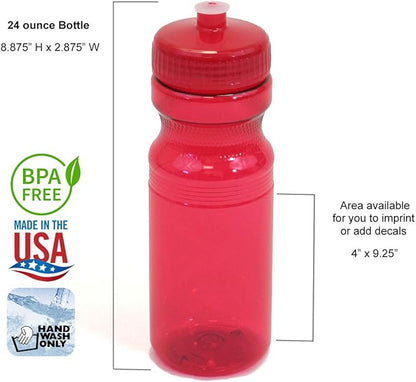 Rolling Sands 24 Ounce BPA-Free Plastic Water Bottles, Set of 10, Made in USA