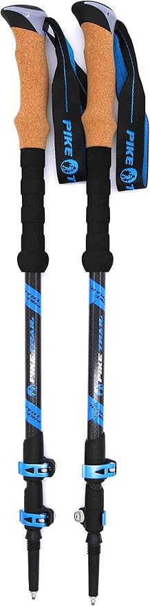 Pike Trail Trekking Poles - Lightweight Carbon Fiber Collapsible Sticks for Walking and Hiking - for Men and Women - Adjustable Height and Retractable Design - Carry Bag and Attachments Included