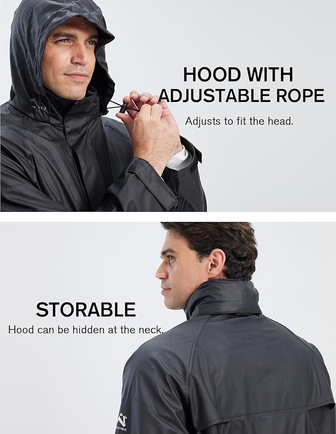 TOWN&FIELD Rain Suits for Fishing Waterproof Rain Gear for Men Women Heavy Duty Rain Coat Jacket with Pants/Overalls