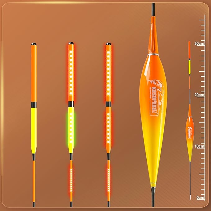 Fishing Bobbers, Fishing Floats, light up bobbers night fishing, slip bobbers for fishing, day or night fishing gear, LED Color-Changing Signal for Fishing, Deep Stillwater(5-12 meters)
