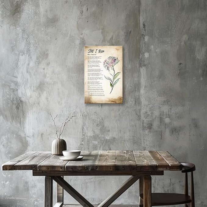 Wallpicss Still i Rise Wall Art Canvas Framed Motivational Poster Vintage Poem Wall Decor Prints Inspirational Quotes Poster for Home Decor 12x18 inches