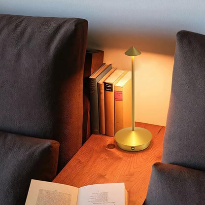 2 Pack Cordless Table Lamp Battery Lamp, Portable LED Desk Lamps,6000mAh Rechargeable Battery Operated Lighting for Bedroom Dining Room Restaurant Patio Shop Camping Night Light (Gold)