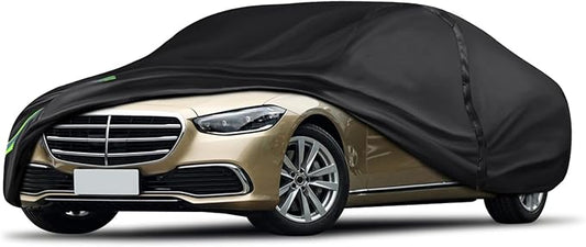 16-Layer 600D Heavy Duty Universal Full Car Cover for Outdoor & Indoor Use - All Weather Sun UV Rain Snow Dust Proof, Waterproof Scratch Resistant, Fits Sedan Body Length 178"-189"/14.8-15.7 ft