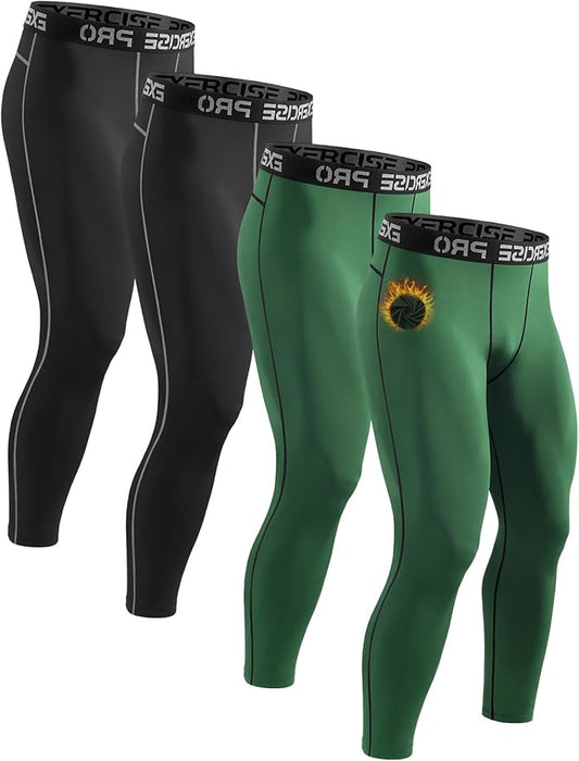 4 Pack Thermal Underwear Long Johns Fleece Base Layer Bottoms Thermal Leggings for Men Compression Pants