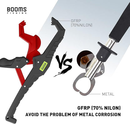 Booms Fishing G05 Lip Gripper Saltwater, 9.4" Plastic Catfish Grippers Pliers, Grabber Tool With Lanyard, Grips for Kayak Fishing Accessories, Great Holder for Caught Fish