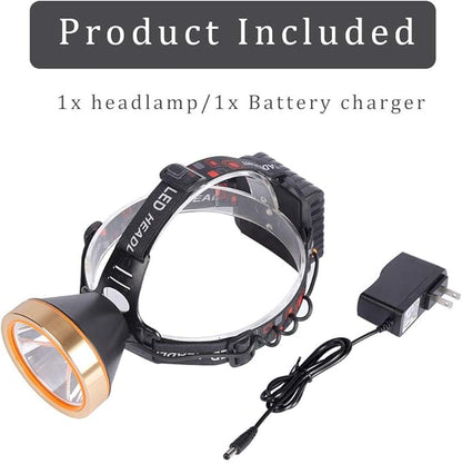 Super Bright Rechargeable Coon Hunting Headlamp, LED Spotlight Head Torch with Power Supply, Waterproof Headlight Flashlight for Outdoor Hunting, Fishing, Hiking, Camping, Night Work