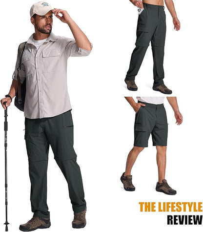 Mens Hiking Pants Convertible Quick Dry Zip Off Fishing Travel Safari Pants