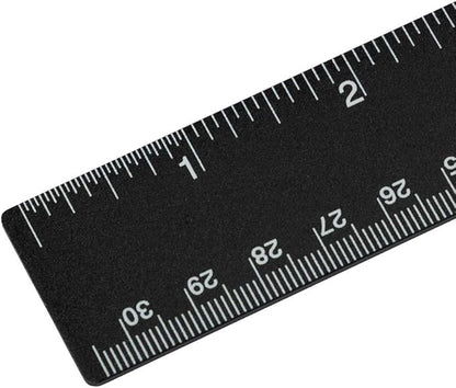 JAM PAPER Strong Aluminum Ruler - 12 Inch - Metal Ruler with Non-Skid Cork Backing - Black Metallic - Sold Individually