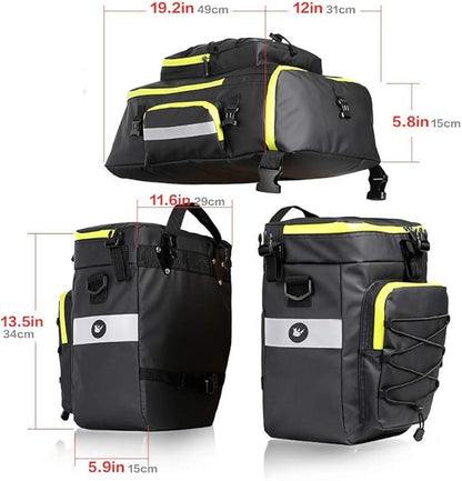 Rhinowalk Bike Pannier Bag Set for Bicycle Cargo Rack Saddle Bag Shoulder Bag Laptop Pannier Rack Bicycle Bag Professional Cycling Accessories 3 in 1