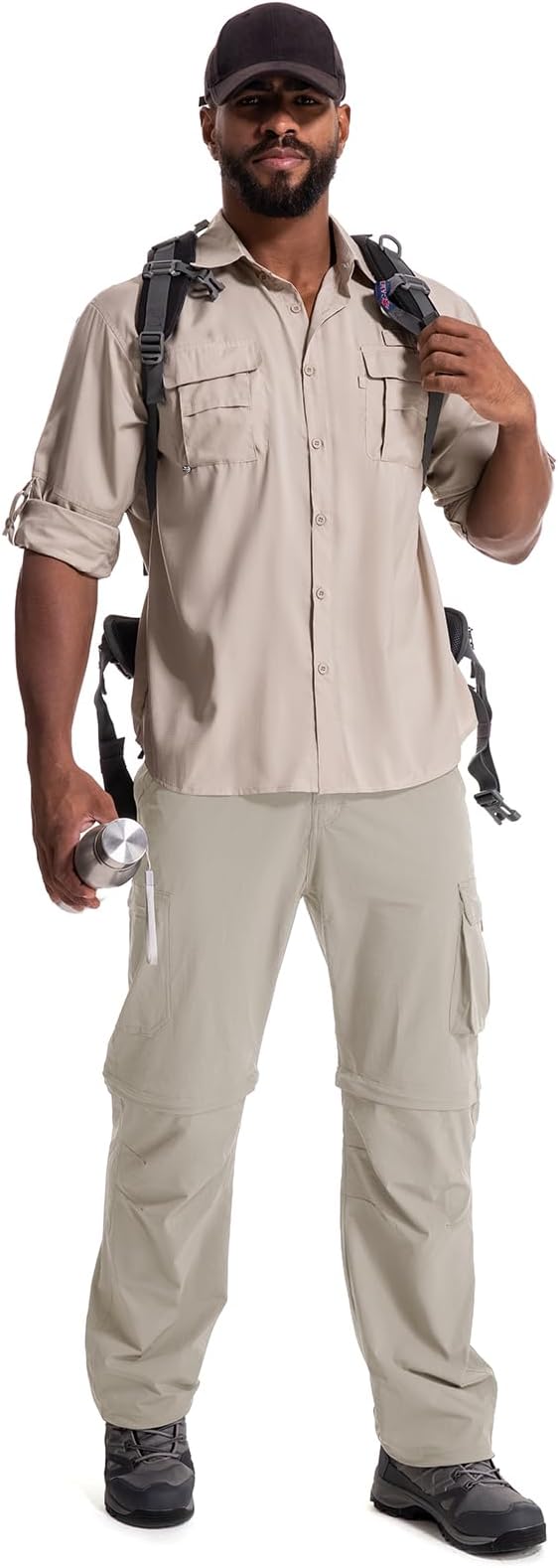 Mens Hiking Pants Convertible Quick Dry Zip Off Fishing Travel Safari Pants