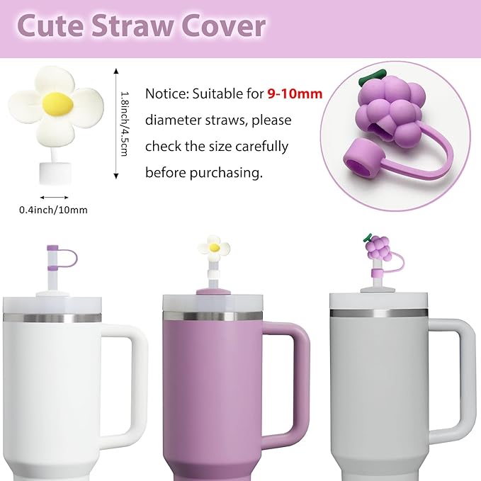 Lilac Silicone Stanley Cup Accessories Set: 6 Pcs Spill Proof Stopper, 2 Pcs Straw Cover Cap, 1 Pcs Silicone Boot for Stanley 40oz & 30oz Tumbler