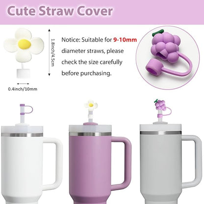Lilac Silicone Stanley Cup Accessories Set: 6 Pcs Spill Proof Stopper, 2 Pcs Straw Cover Cap, 1 Pcs Silicone Boot for Stanley 40oz & 30oz Tumbler