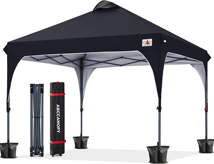 ABCCANOPY Outdoor Pop up Canopy Tent, 10x10 Instant Portable Canopy for Camping, Beach, Backyard, Black