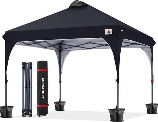 ABCCANOPY Outdoor Pop up Canopy Tent, 10x10 Instant Portable Canopy for Camping, Beach, Backyard, Black