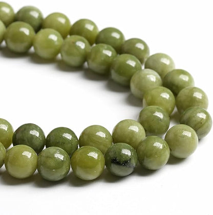 75PCS 10MM Natural Stone Chinese Green Jade Loose Beads for Jewelry Making DIY Bracelet Necklace