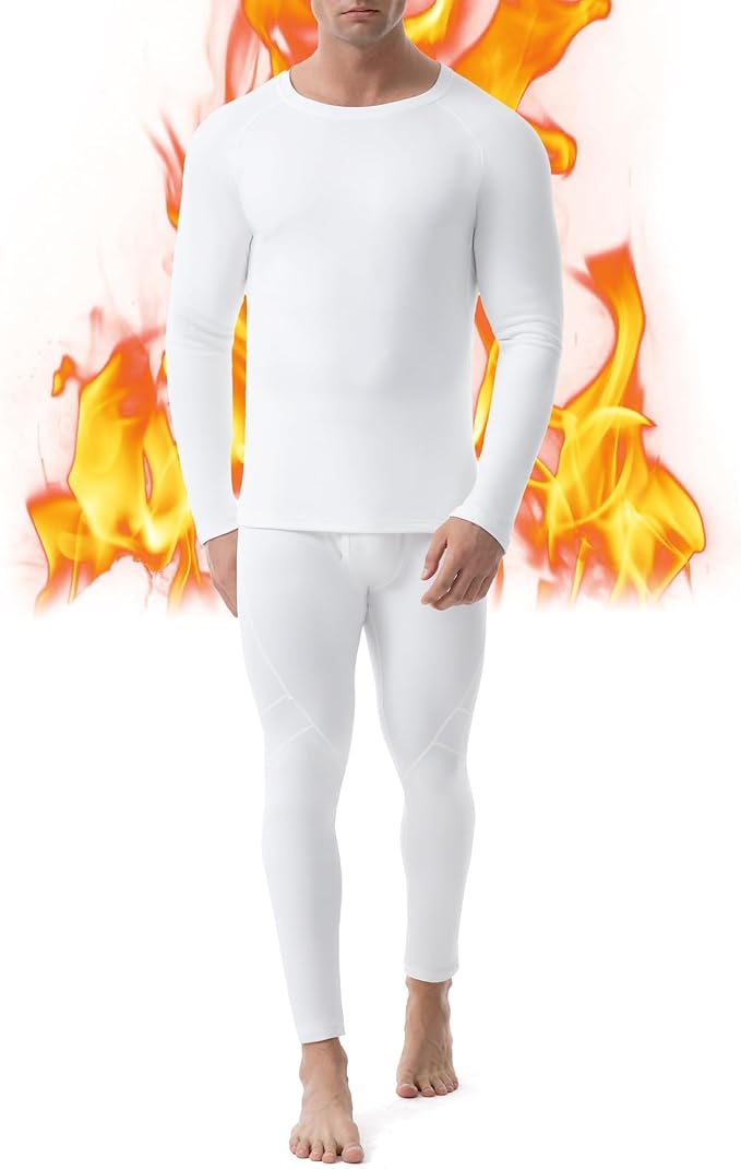 Runhit Mens Thermal Underwear Set：Fleece Lined Long Johns for Men Thermal Shirts and Pants Base Layer Cold Weather Thermals