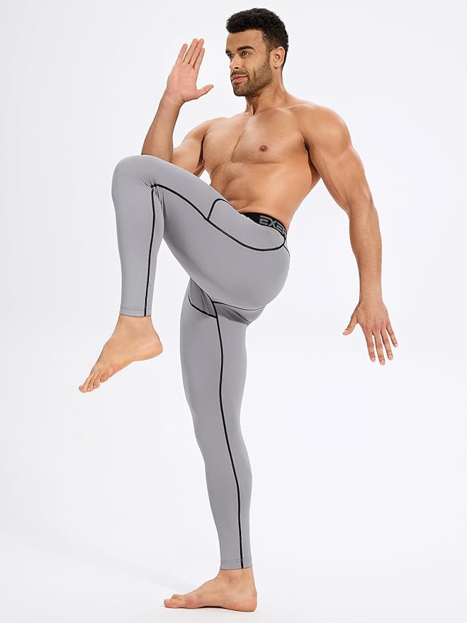 4 Pack Men’s Compression Pants Running Tights Workout Leggings for Men Athletic Base Layer Bottoms with Pockets