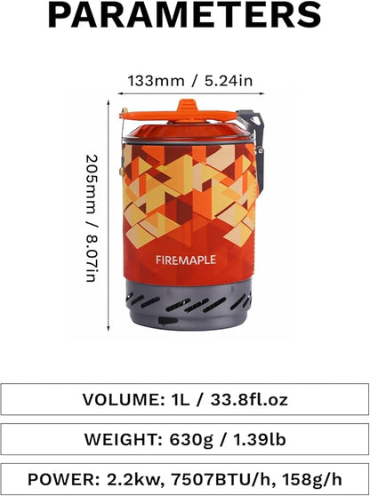 Fire-Maple Fixed Star X2 Backpacking and Camping Stove System Outdoor Propane Camp Cooking Gear Portable Pot Jet Burner Set Ideal for Hiking, Trekking, Fishing, Hunting Trips and Emergency Use