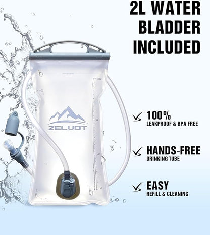 Hydration Backpack with 2L Water Bladder, USA Original Patent, Lightweight Adjustable Running Vest with Gear Holder, Reflective Running Chest Pack for Men Women for Marathon