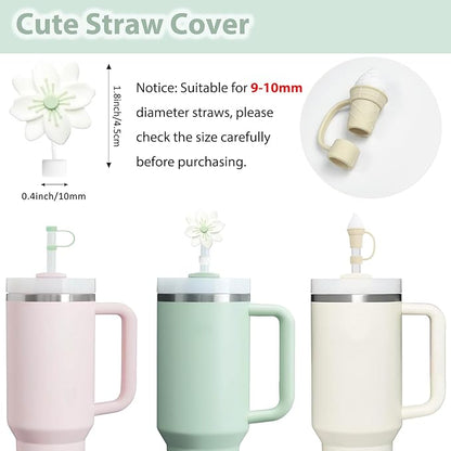 Stanley Cup Accessories Set Including 6 Pcs Silicone Spill Proof Stopper, 2 Pcs Straw Cover Cap for 9-10 mm Straws, 1 Pcs Silicone Boot for Stanley Cup 40oz & 30oz Tumbler (Matcha)