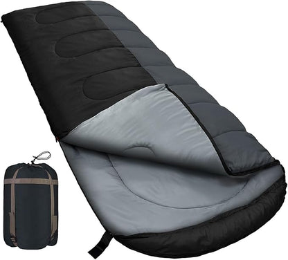 XL 10 Degree Sleeping Bags Waterproof for Adults 350GSM Machine Washable with Compression Sack for 3-4 Season Camping Outdoor