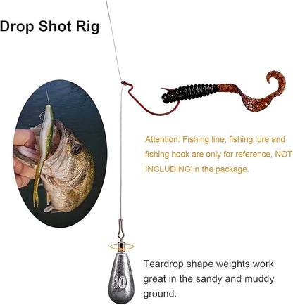 THKFISH Fishing Weights Sinkers Set, 60PCS Fishing Sinker Drop Shot Weights Kit,Drop Shot Rig Wacky Hooks for Saltwater Freshwater Bass Fishing