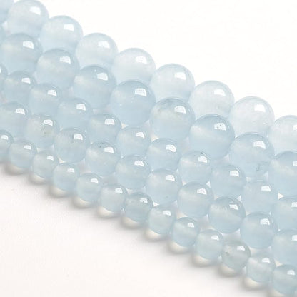 6MM 60PCS Natural Stone Light Blue Chalcedony Loose Beads for Jewelry Making DIY Bracelet Necklace