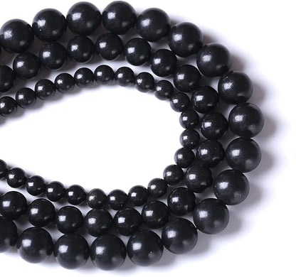 12MM 32PCS Natural Stone Shungite Beads Crystal Loose Beads for Jewelry Making DIY Bracelet