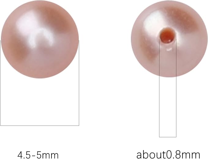 Natural Half Drilled Pearl Beads Pink 4.5-5mm 12pcs AAAA Freshwater Cultured Loose Gemstone Beads for DIY Stud Earring Jewelry Making