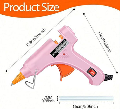 Hot Glue Gun Kit-20W Mini Pink Glue Gun with10PCS Long Glue Sticks (150mm), Fast Heating HighTemp Melt Tool for DlY Crafts, School Projects &Quick Repairs