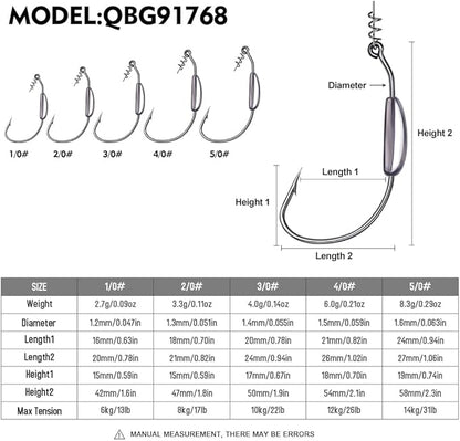Fishing Hooks for Bass Fishing - 100pcs EWG Offset Worm Hook Texas Rig Hooks for Freshwater Saltwater Size 1/0 2/0 3/0 4/0 5/0 - Soft Lures Worms Plastics Bait Fishing Hook with Tackle Box