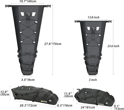 Rhinowalk Waterproof Bike Saddle Bag 13L - Under Seat Storage for Mountain Road Biking and Commuting Trips