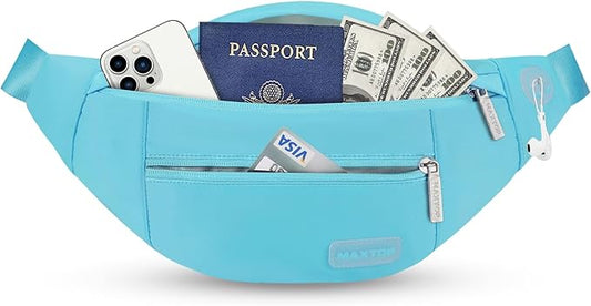MAXTOP Large Crossbody Fanny Pack with 4-Zipper Pockets,Gifts for Enjoy Sports Festival Workout Traveling Running Casual Hands-Free Wallets Waist Pack Phone Bag Carrying All Phones