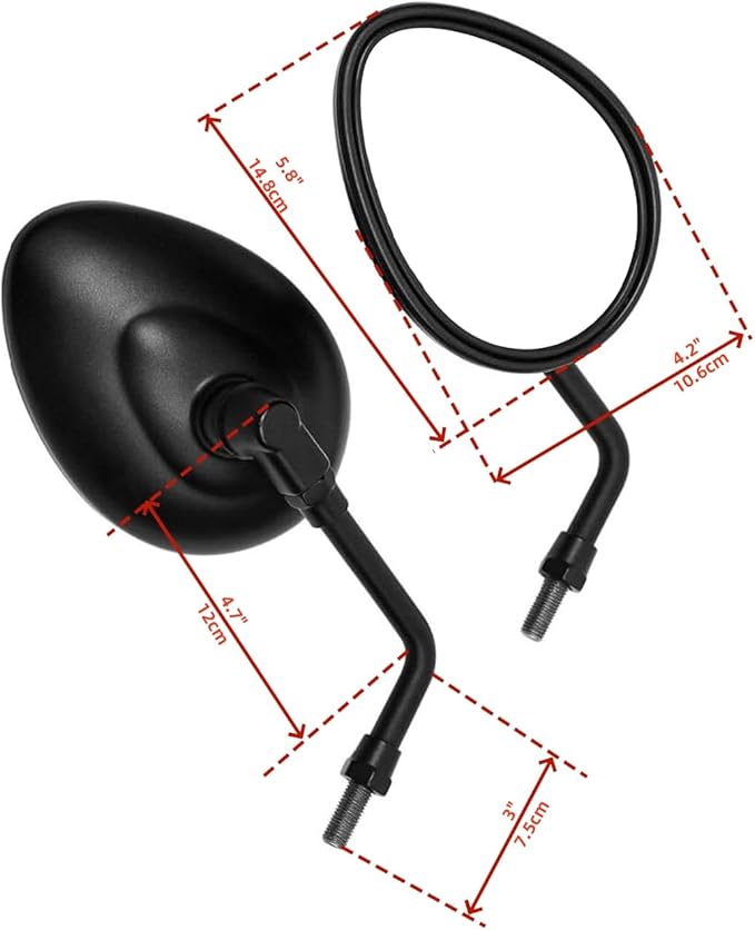 10mm Motorcycle Rearview Mirror Compatible with Indian Chief Classic 2014-2022 Chieftain 2014-2022, Roadmaster Scout Bobber 2015-2022 (black)