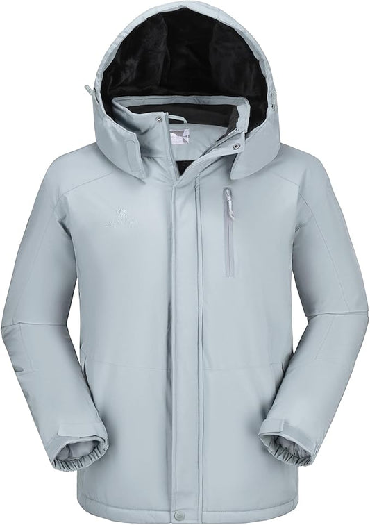 CAMELSPORTS Mens Winter Jacket Waterproof Warm Snow Ski Jackets Faux Fur Fleece Rain Coats with Removable Hood