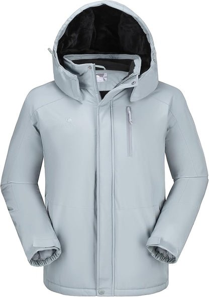 CAMELSPORTS Mens Winter Jacket Waterproof Warm Snow Ski Jackets Faux Fur Fleece Rain Coats with Removable Hood