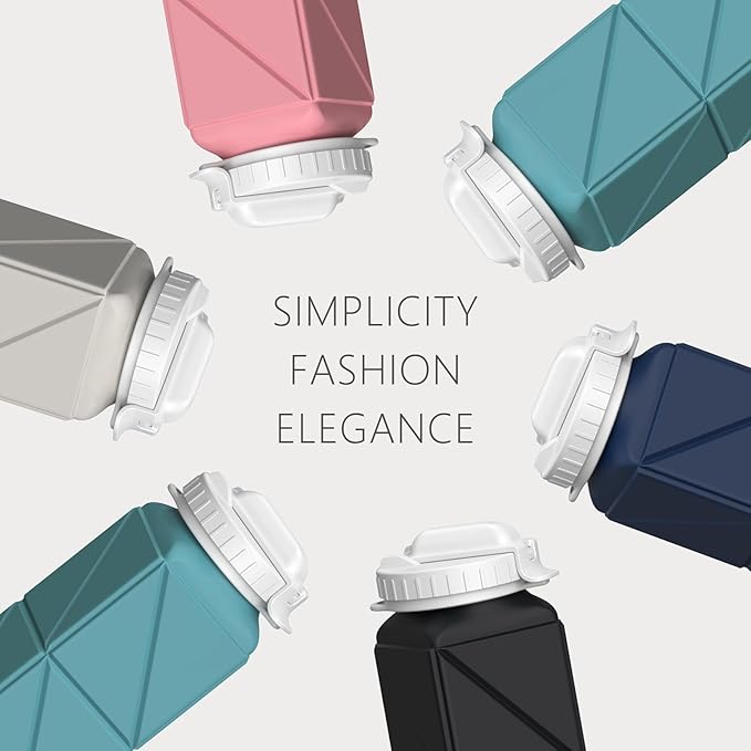 Collapsible Water Bottles with Straw 20.6oz, Silicone Foldable Portable Water Bottle, BPA-Free, Leakproof Reusable for Travel Camping Hiking Cycling Yoga Sports, 1 Pack (Blue)