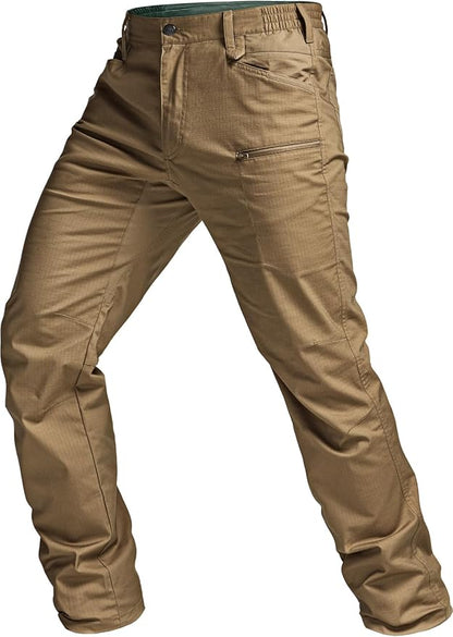CQR Men's Flex Stretch Tactical Pants, Water Resistant Ripstop Cargo Pants, Lightweight EDC Outdoor Work Hiking Pants