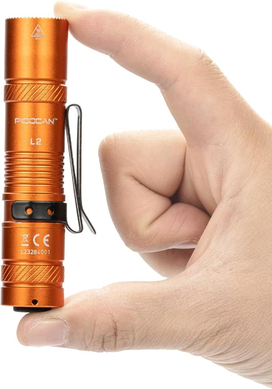 Rechargeable Flashlights 1200 Lumens EDC Flashlight, AA Pocket Flashlight High Lumens with Clip, Super Bright Small Flashlights, 4 Modes Flash Light for Camping, Home, and Emergencies (Orange)