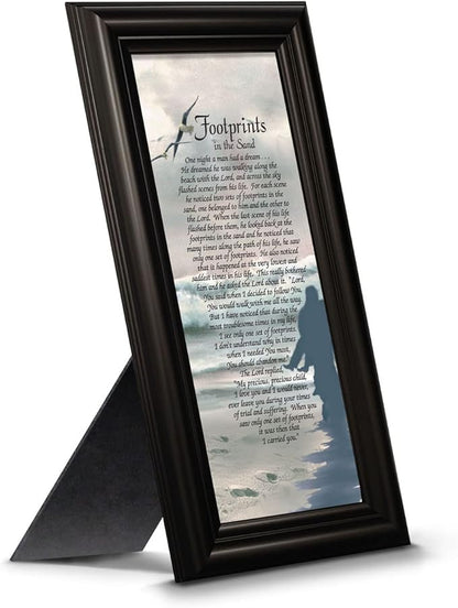Footprints in the Sand Inspirational Wall Art, Beach Decor, Christian Gifts for Women and Men, Christian Wall Decor, Get Well Soon, Encouraging Scripture Wall Art, Framed Sympathy Gift 7703B