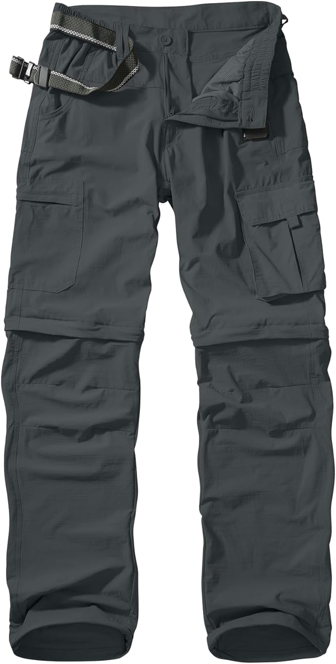 Mens Hiking Pants Convertible Quick Dry Zip Off Fishing Travel Safari Pants