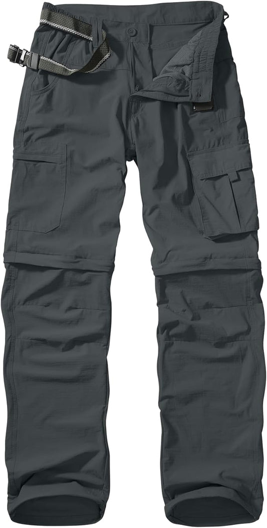 Mens Hiking Pants Convertible Quick Dry Zip Off Fishing Travel Safari Pants