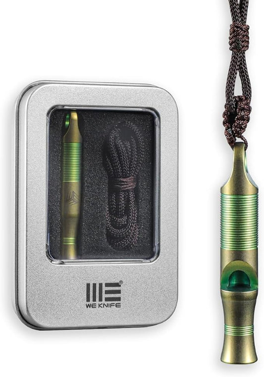 WeKnife Emergency Whistle Survival Loud, Titanium Outdoor Safety Whistle Survival Shrill Loud Blast with Paracord for Kayak, Life Vest, Jacket, Boating, Fishing,Camping, Hiking, Hunting, Coyote