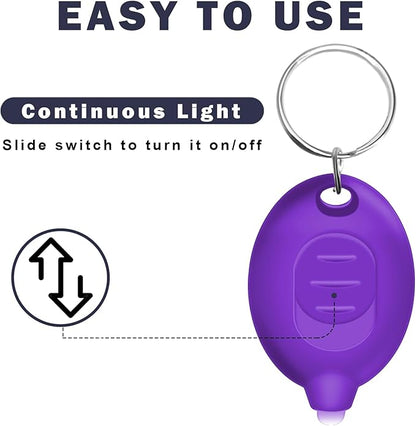 Mini UV LED Keychain Flashlight, Compact 395nm UV Blacklight, Portable Pocket UV Flashlight for Detecting Stains, Scorpions, and Fluorescent Elements - 6 Pack, Purple